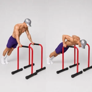 incline push up on dip bars