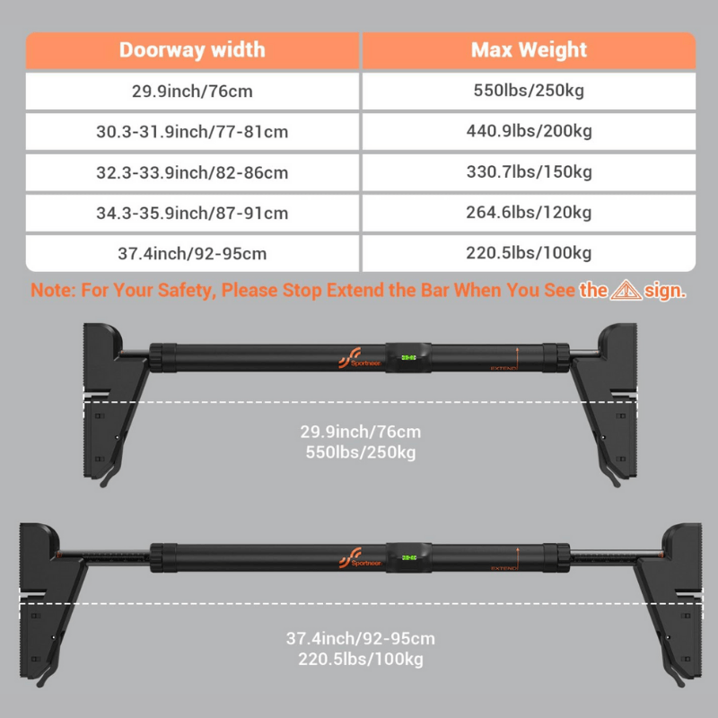 adjustable doorway pull up bar max weight