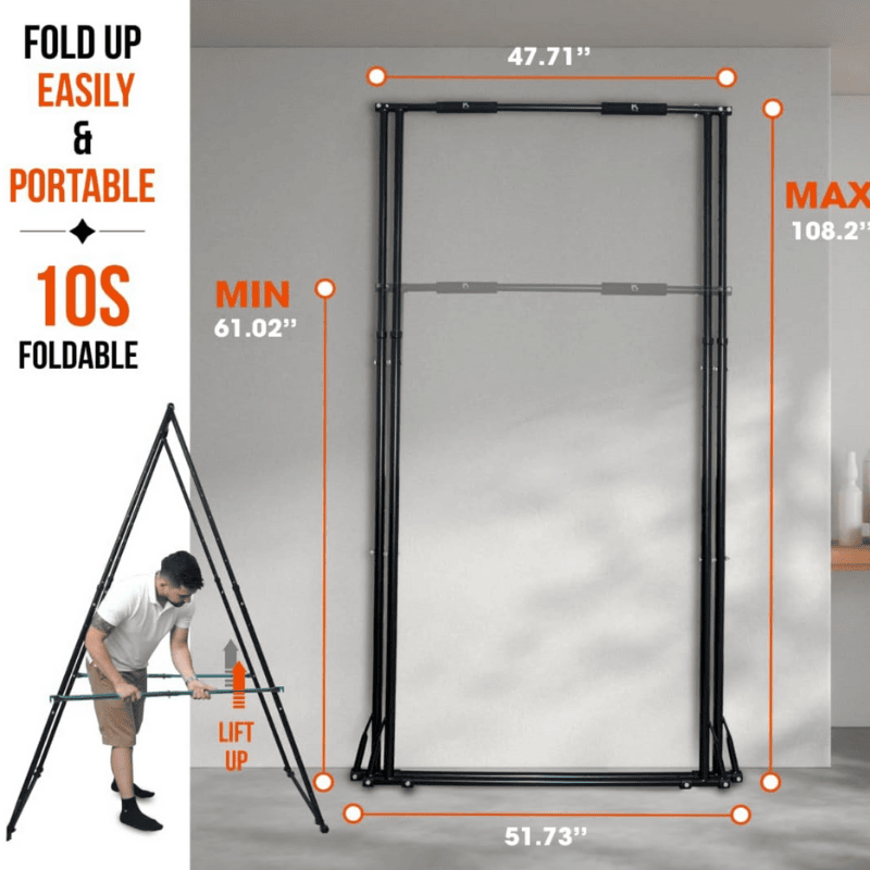 foldable tall pull up bar dimensions