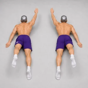 superman raises alternating top view