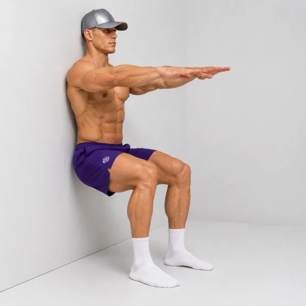 wall sit with straight arms