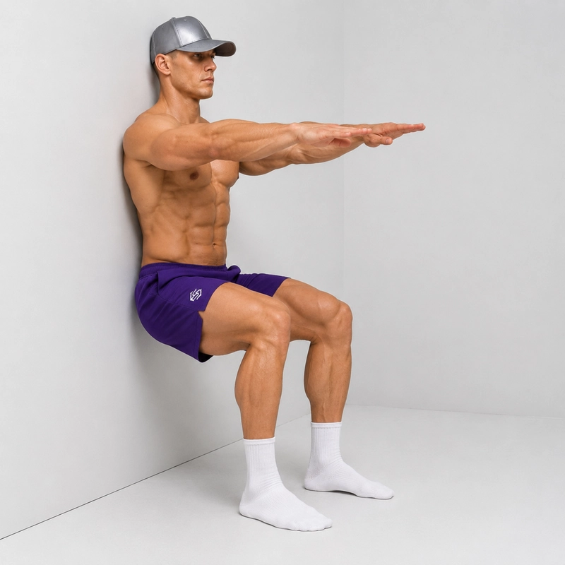 wall sit with straight arms