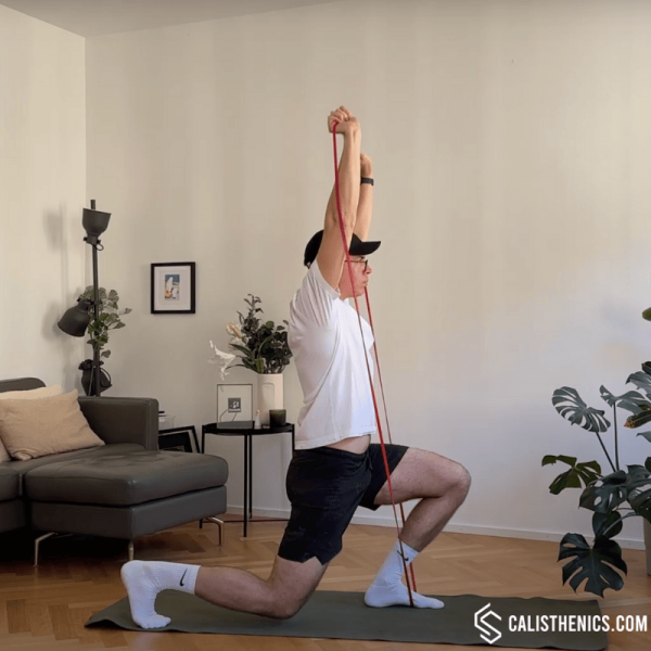 resistance band overhead lunges