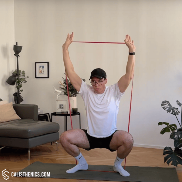 resistance band overhead squats