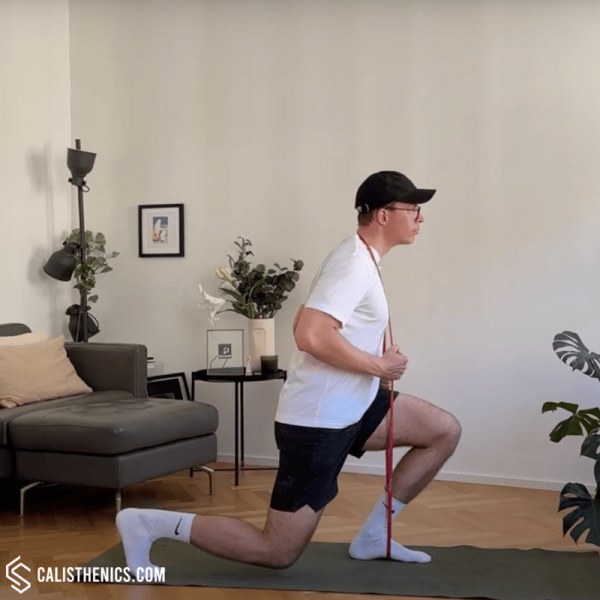 resistance band reverse lunges