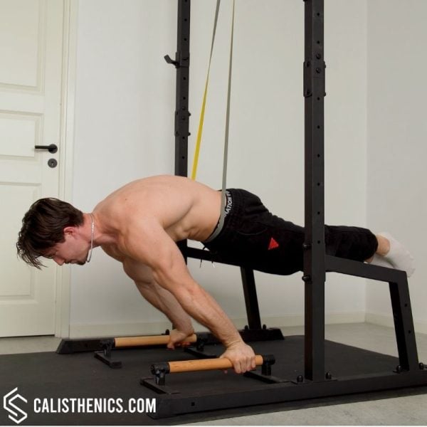 resistance band planche exercise