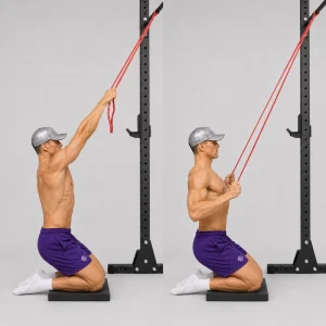 kneeling resistance band lat pull down