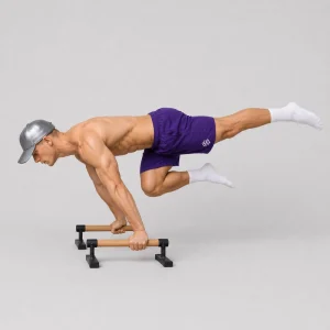 one leg planche on parallettes