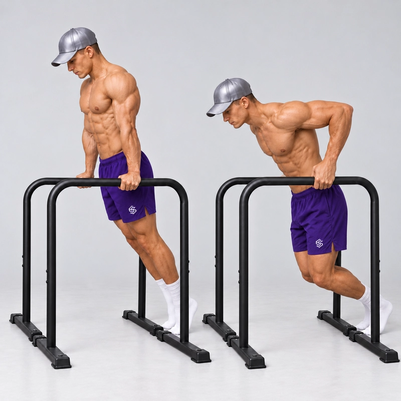 feet assisted parallel bar dip