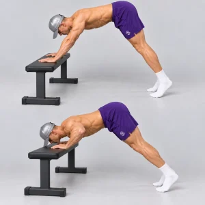 Incline pike push up on a bench