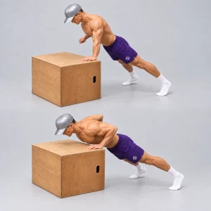 knee height incline one arm push up on plyo box